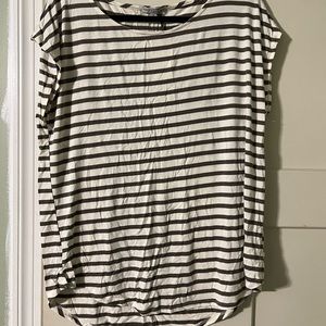 White with grey stripes Tunic shirt new with tags, never worn.